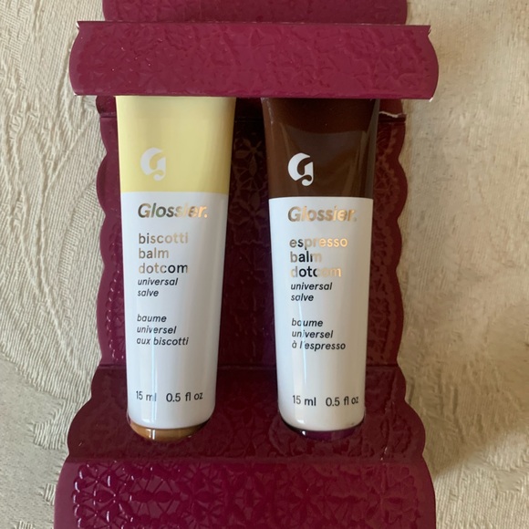 Glossier Tinted Lip Balm Dotcom Set Espresso & Biscotti Duo BNIB - Picture 2 of 12